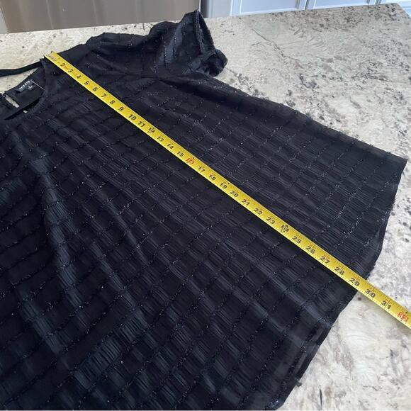 Torrid Black Abbey Lurex Chiffon Puff Short Sleeve Top 2X NWT 19132800 - Picture 11 of 13